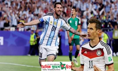 মেসিই সর্বকালের সেরা- বিশ্বকাপে গোলের রেকর্ড হারিয়ে ক্লোসা