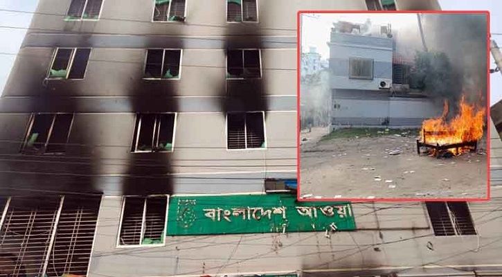 খাদ্যমন্ত্রীর বাড়িতে ভাঙচুর-আগুন